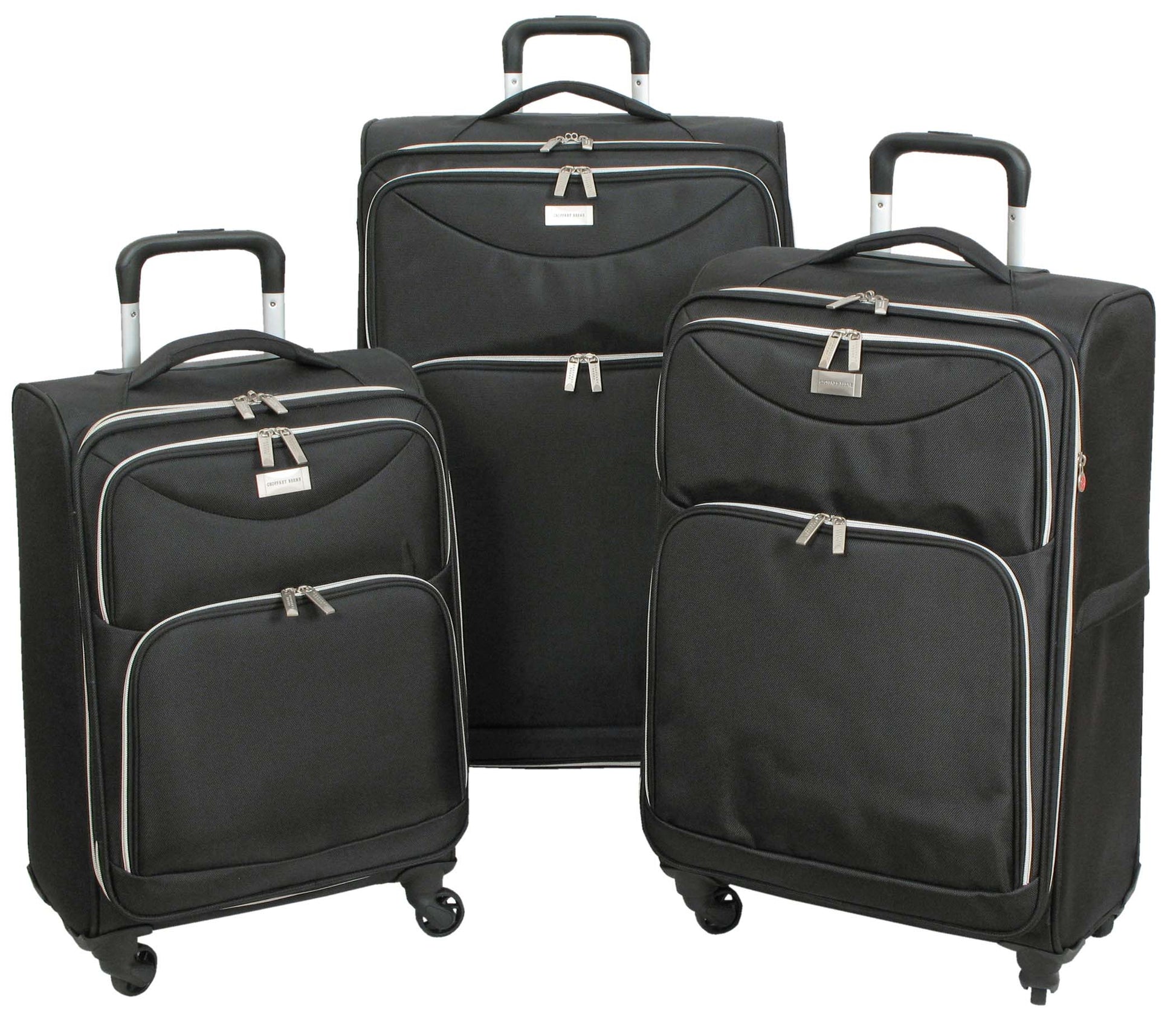 Geoffrey Beene Ultra Light-Weight Midnight Collection 3 Pc Luggage Set, Black - GeoffreyBeene