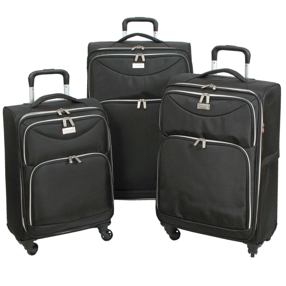 Geoffrey Beene Ultra Light-Weight Midnight Collection 3 Pc Luggage Set, Black - GeoffreyBeene