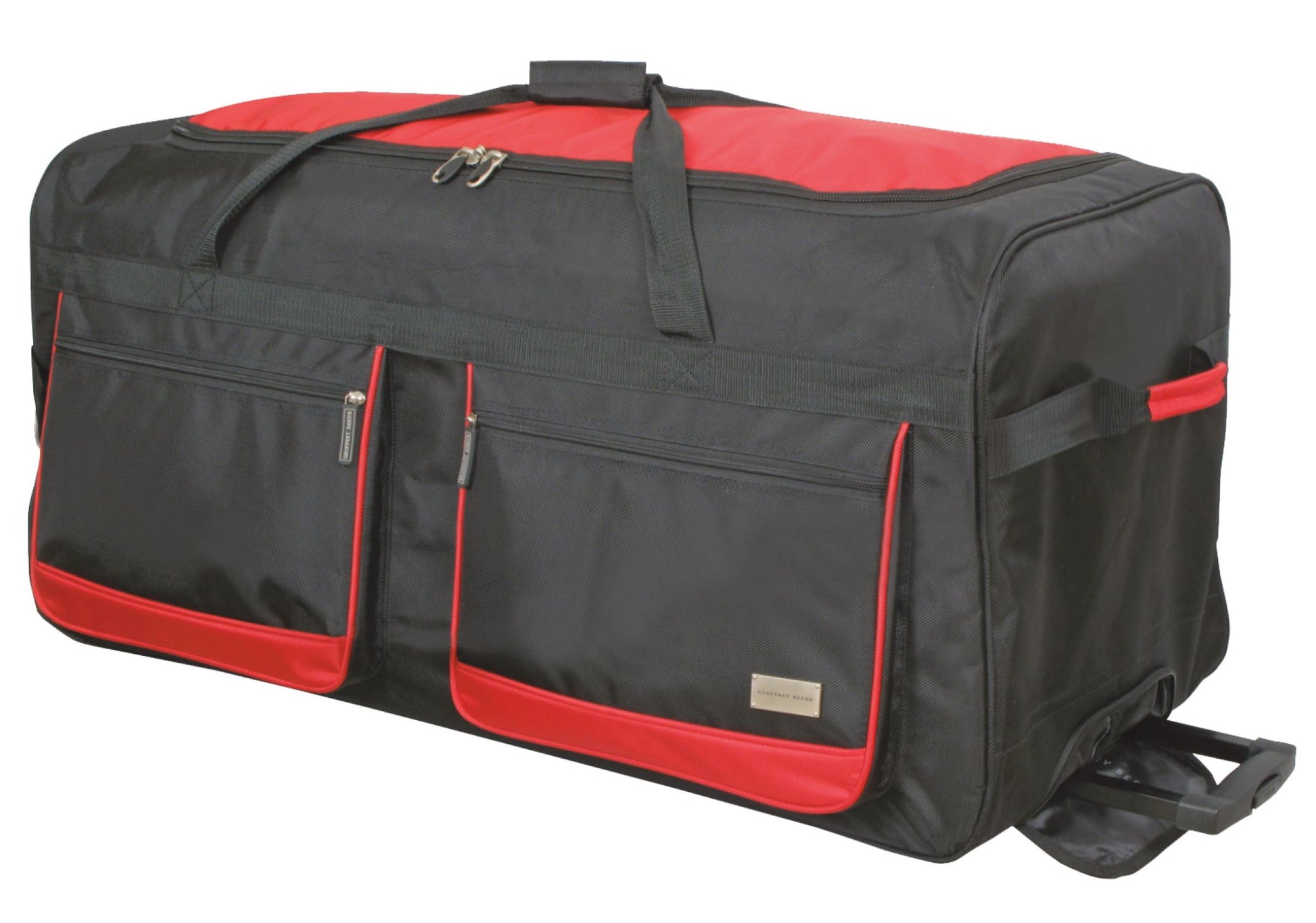 Geoffrey Beene Jumbo 36” Duffle Wheeler Luggage, Black w/ Red - GeoffreyBeene