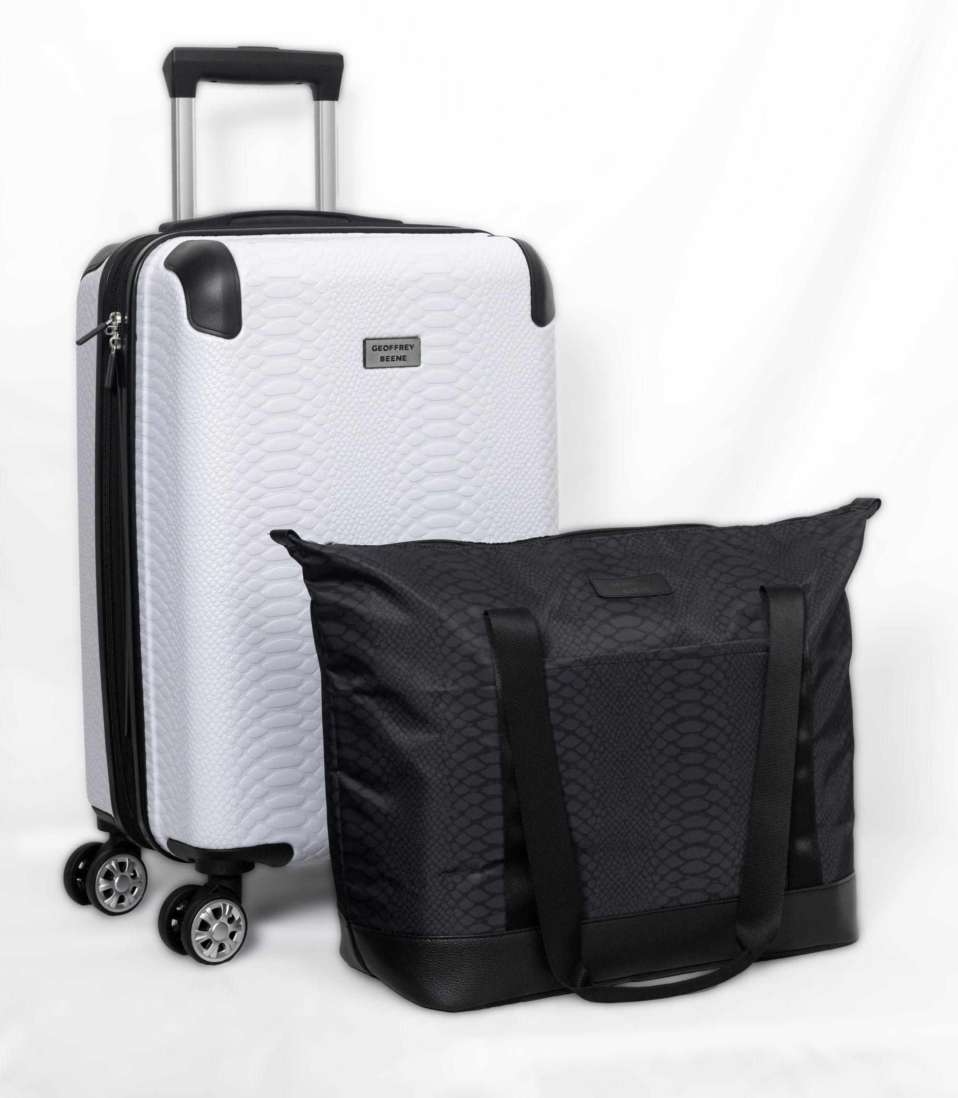 geoffrey beene tote travel bag Geoffrey Beene Embossed Snakeskin 2 Pc Set